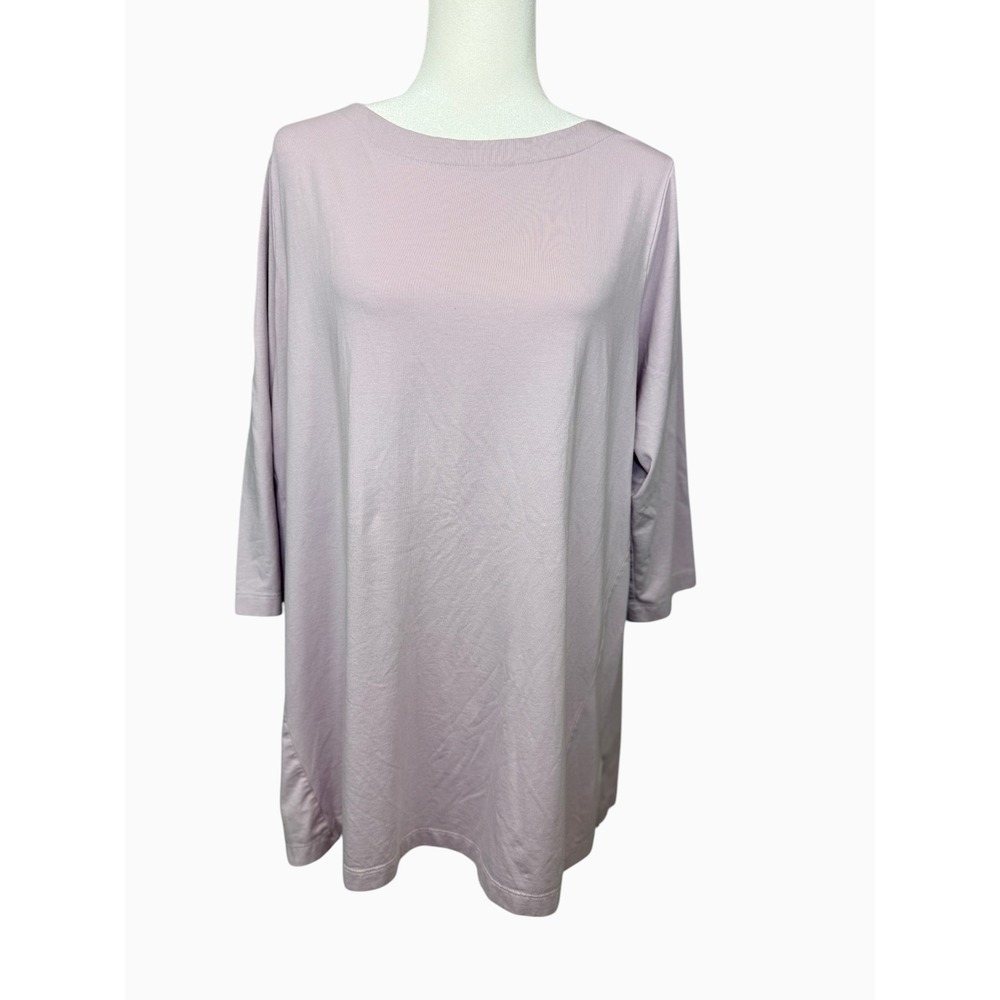 J.Jill Womens XL Luxe Supima 3/4 Sleeve Tunic Top Lilac Cotton Modal Stretch